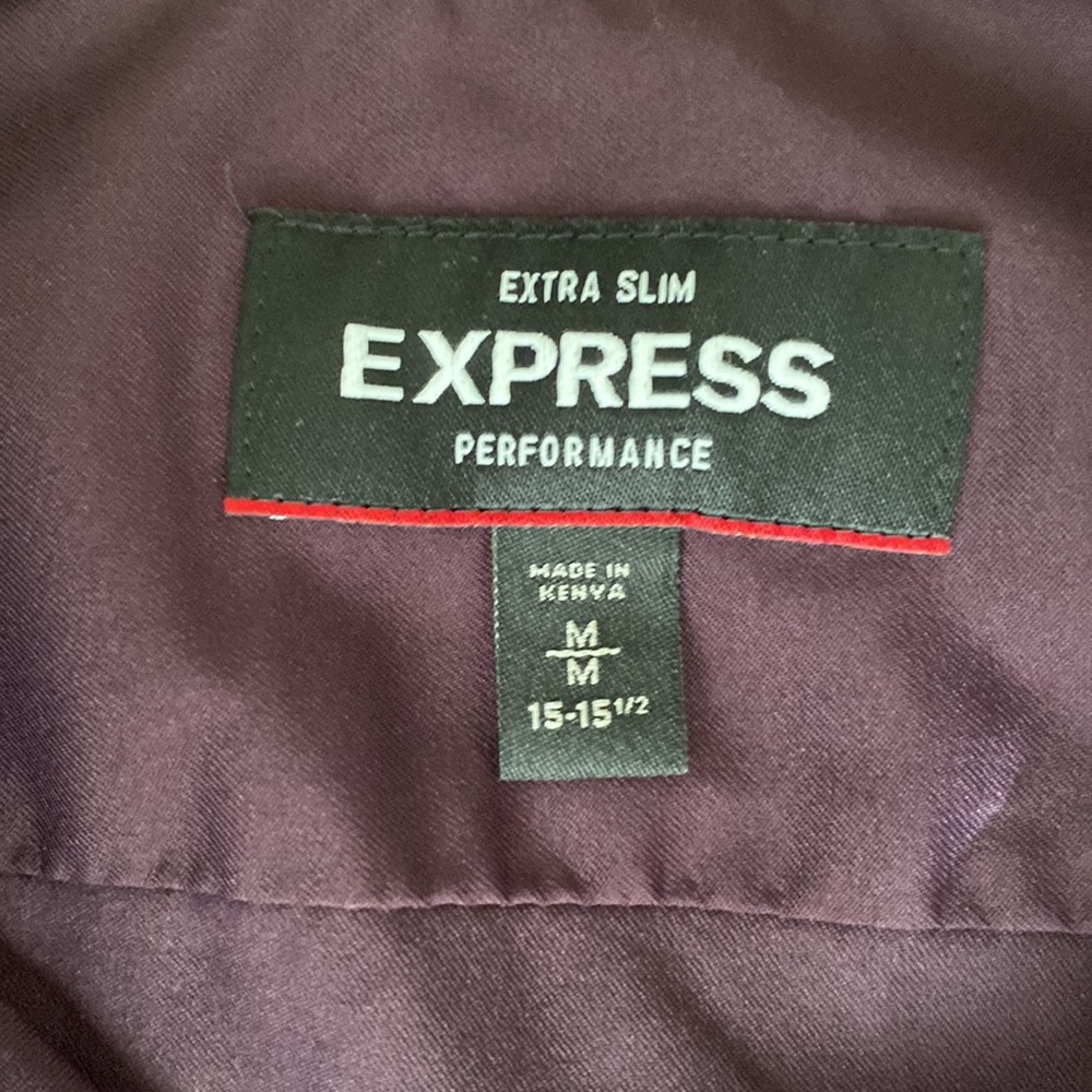 Express Extra Slim Performance Burgundy Dress Shi… - image 4